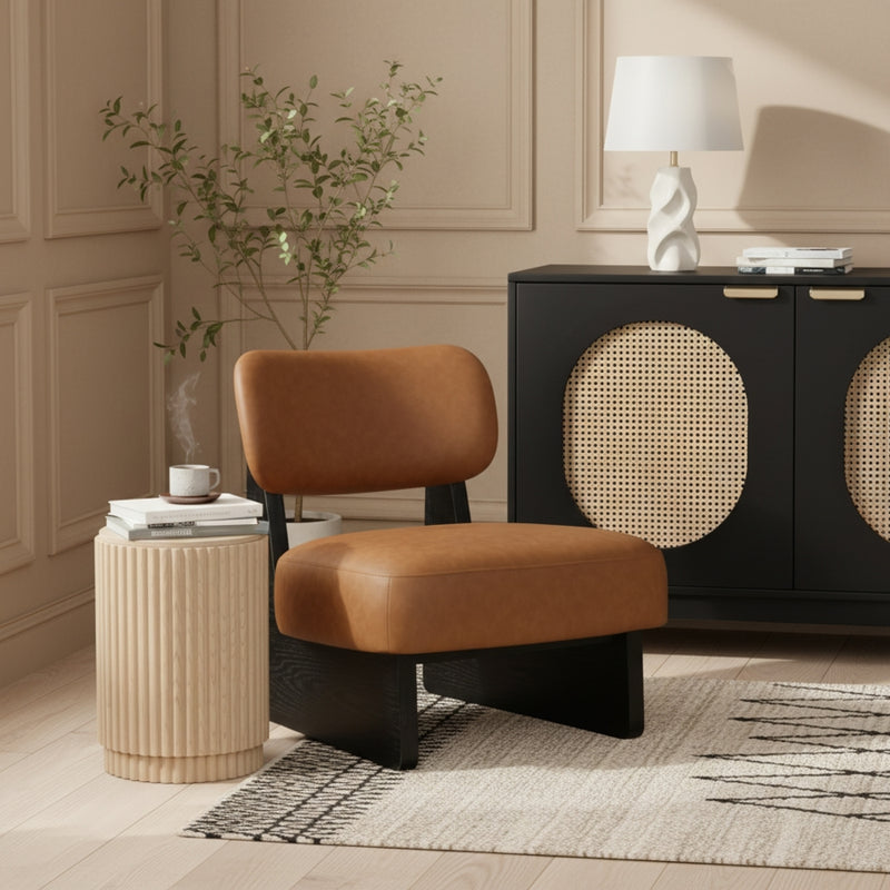 Vetra Vegan Leather Upholstered Chair in Cognac - 33020Cognac