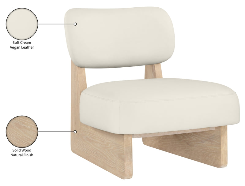Vetra Vegan Leather Upholstered Chair in Cream - 33018Cream