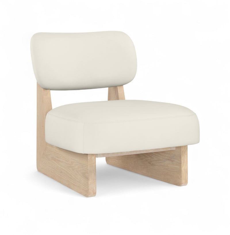 Vetra Vegan Leather Upholstered Chair in Cream - 33018Cream