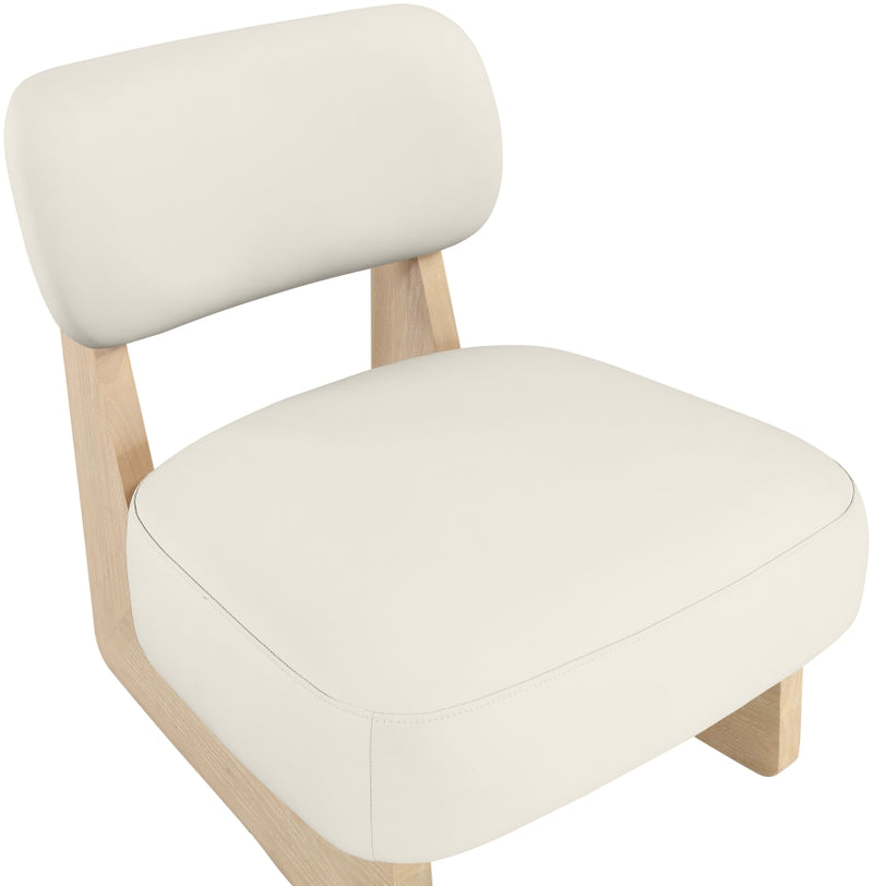 Vetra Vegan Leather Upholstered Chair in Cream - 33018Cream