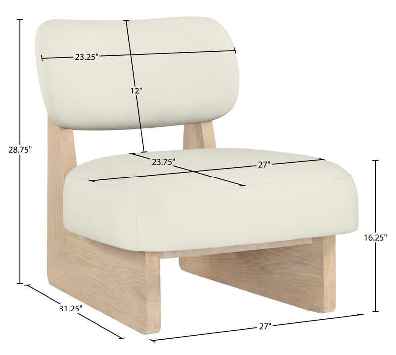 Vetra Vegan Leather Upholstered Chair in Cream - 33018Cream