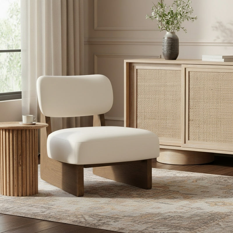 Vetra Vegan Leather Upholstered Chair in Cream - 33019Cream