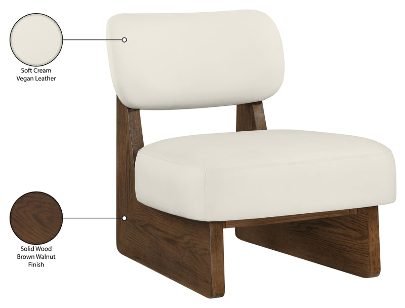 Vetra Vegan Leather Upholstered Chair in Cream - 33019Cream