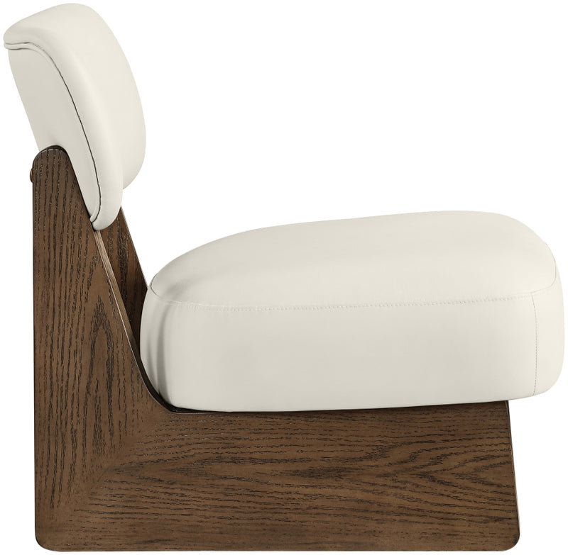 Vetra Vegan Leather Upholstered Chair in Cream - 33019Cream