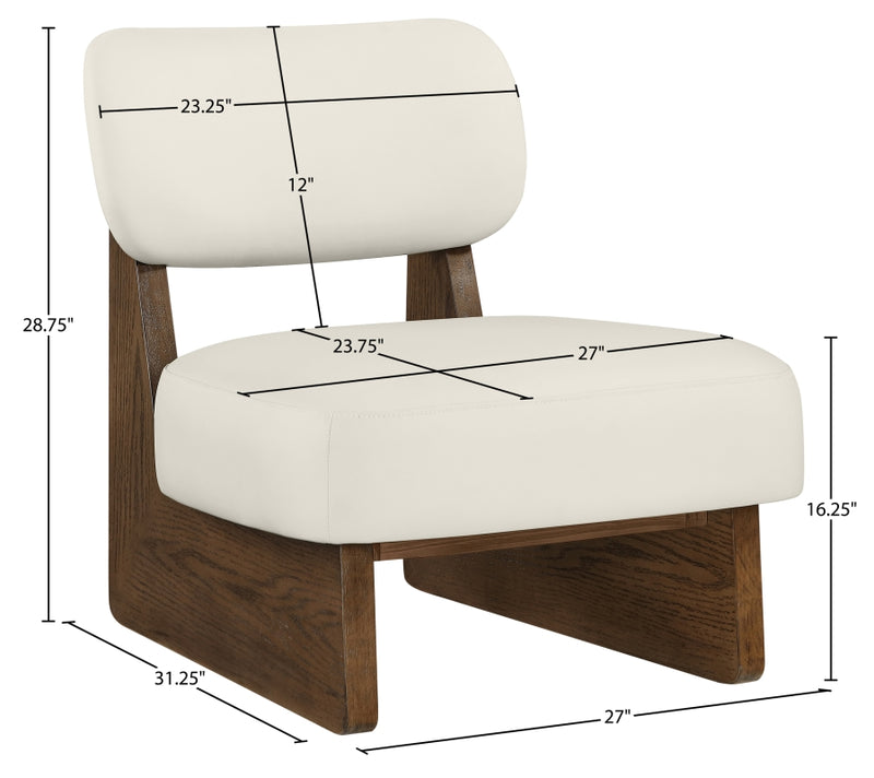 Vetra Vegan Leather Upholstered Chair in Cream - 33019Cream
