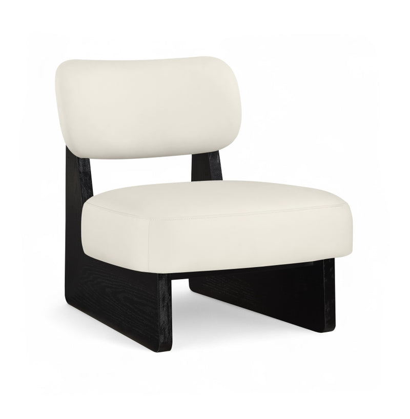 Vetra Vegan Leather Upholstered Chair in Cream - 33020Cream