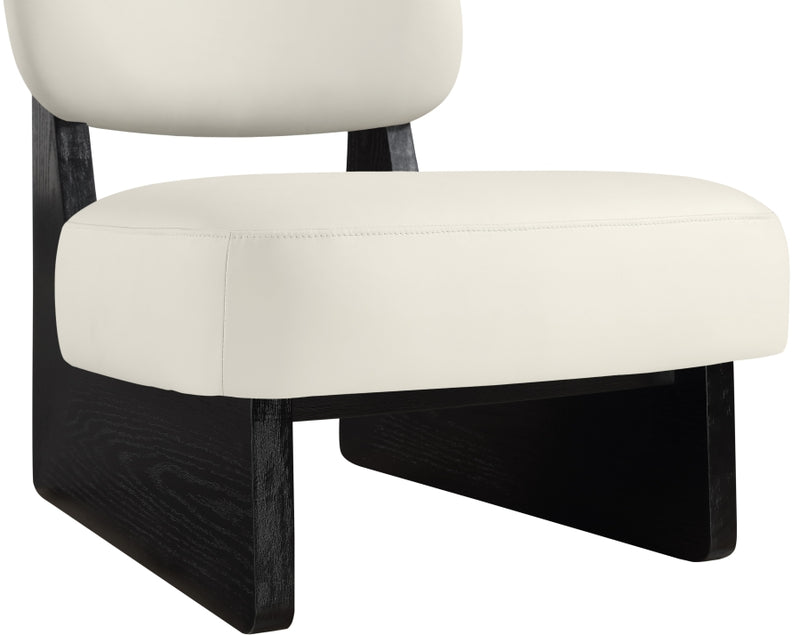 Vetra Vegan Leather Upholstered Chair in Cream - 33020Cream