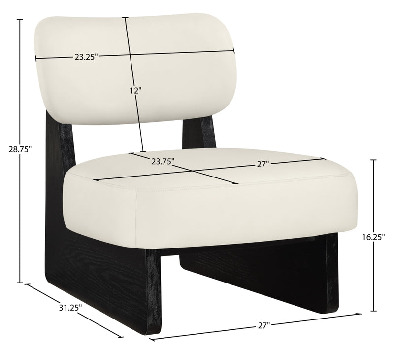 Vetra Vegan Leather Upholstered Chair in Cream - 33020Cream