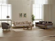 Veyron 3-pieces (Sofa & Loveseat & Chair) Livingroom Set in Cream - Grey - 200-SIM-VEY-STAR245-STAR553-321
