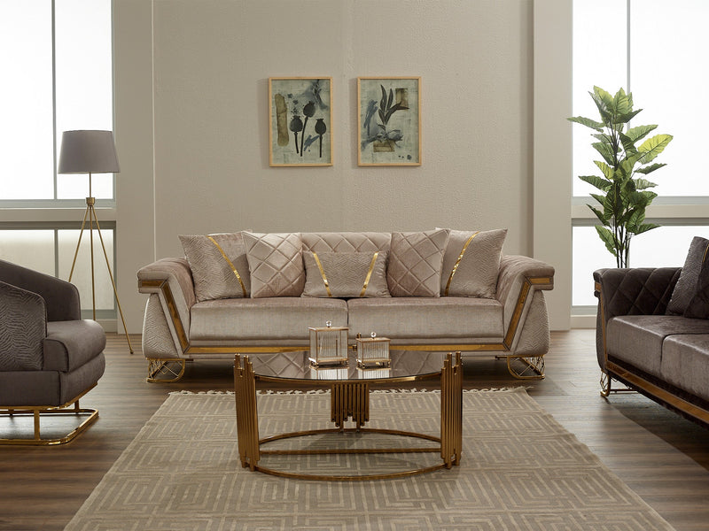 Veyron 3-pieces (Sofa & Loveseat & Chair) Livingroom Set in Cream - Grey - 200-SIM-VEY-STAR245-STAR553-321