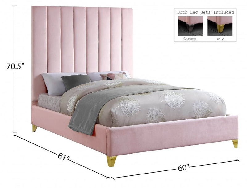 Via Velvet Full Bed Pink - ViaPink-F