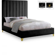 Via Velvet King Bed Black - Gate FurnitureKing Bed