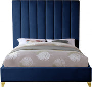 Via Velvet King Bed Blue - Gate FurnitureKing Bed