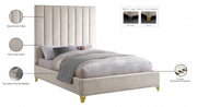 Via Velvet King Bed Cream - Gate FurnitureKing Bed