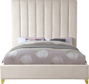 Via Velvet King Bed Cream - Gate FurnitureKing Bed
