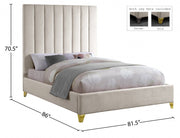 Via Velvet King Bed Cream - Gate FurnitureKing Bed
