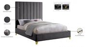 Via Velvet King Bed Grey - Gate FurnitureKing Bed