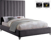 Via Velvet King Bed Grey - Gate FurnitureKing Bed