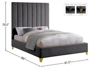 Via Velvet King Bed Grey - Gate FurnitureKing Bed