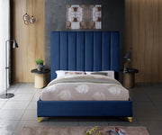 Via Velvet Queen Bed Blue - Gate FurnitureQueen Bed