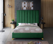 Via Velvet Queen Bed Green - Gate FurnitureQueen Bed