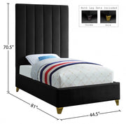 Via Velvet Twin Bed Black - Gate FurnitureTwin Bed