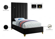 Via Velvet Twin Bed Black - Gate FurnitureTwin Bed
