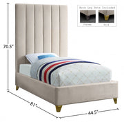 Via Velvet Twin Bed Cream - Gate FurnitureTwin Bed