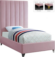 Via Velvet Twin Bed Pink - Gate FurnitureTwin Bed