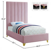 Via Velvet Twin Bed Pink - Gate FurnitureTwin Bed