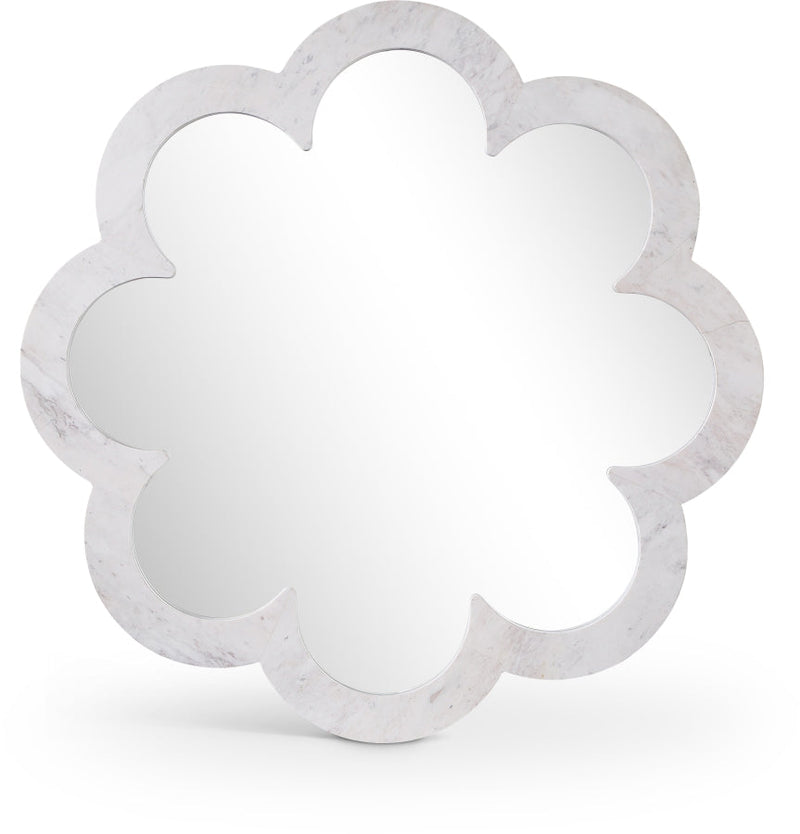 Vicenza Genuine Marble Frame Mirror in White - 66088White-M