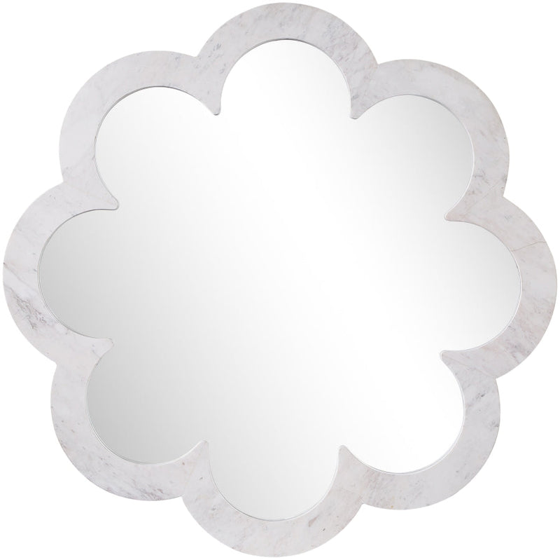Vicenza Genuine Marble Frame Mirror in White - 66088White-M