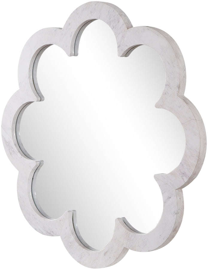 Vicenza Genuine Marble Frame Mirror in White - 66088White-M
