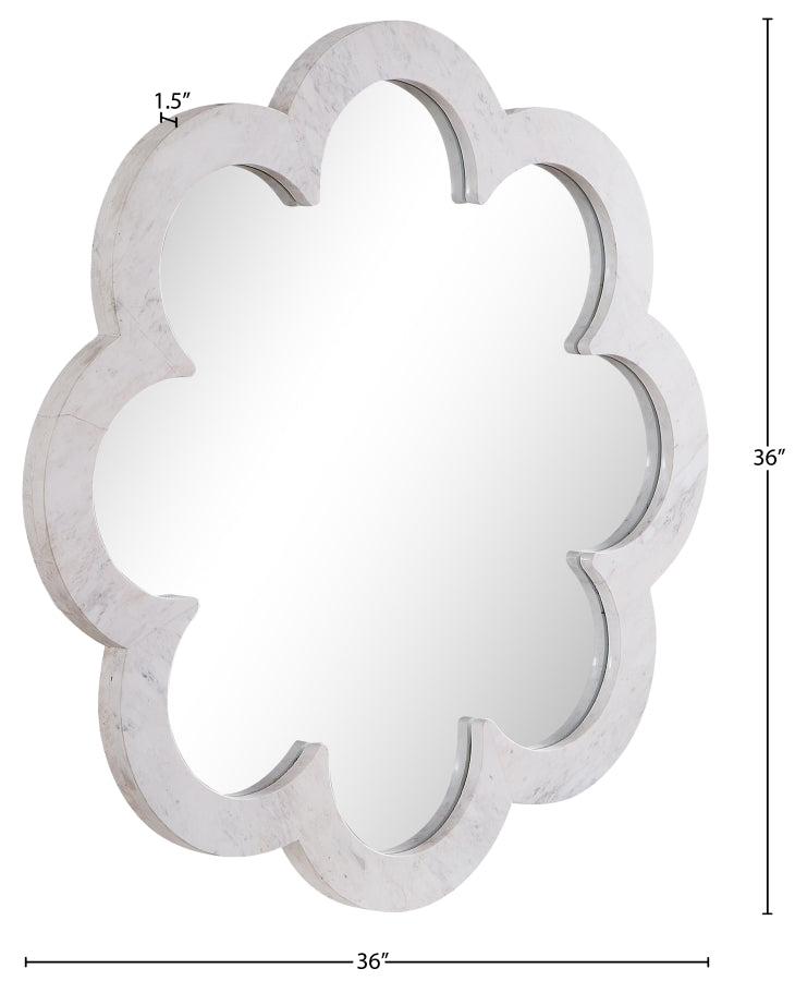 Vicenza Genuine Marble Frame Mirror in White - 66088White-M