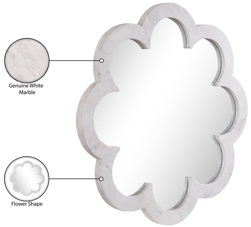 Vicenza Genuine Marble Frame Mirror in White - 66088White-M