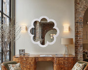 Vicenza Genuine Marble Frame Mirror in White - 66088White-M