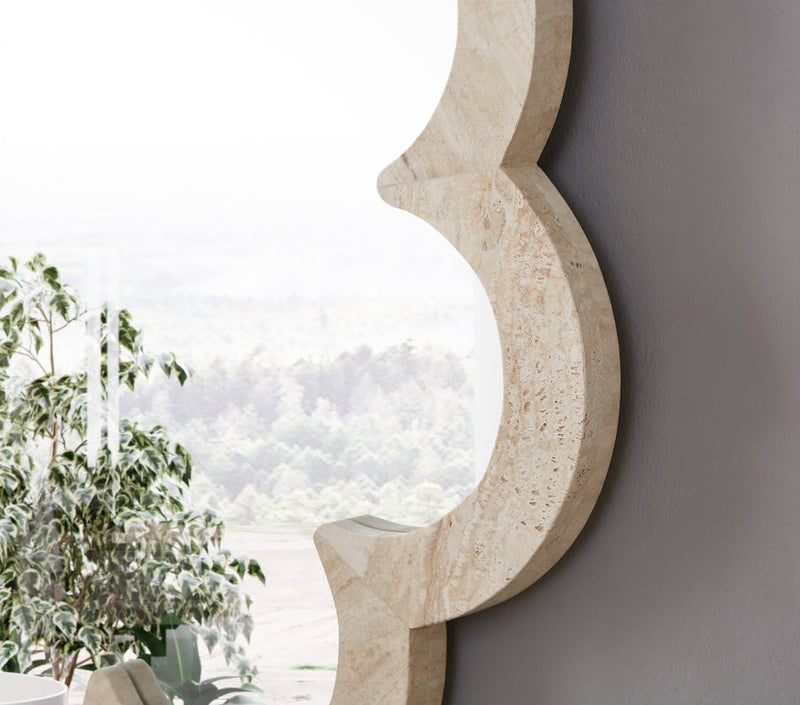 Vicenza Genuine Travertine Frame Mirror in Natural - 66089Travertine-M