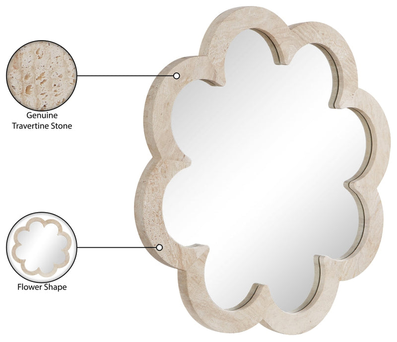 Vicenza Genuine Travertine Frame Mirror in Natural - 66089Travertine-M