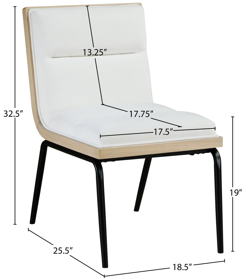 Viceroy Fabric Upholstered Dining Chair in Cream, Set of 2 - 11098Cream-C