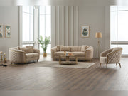Victoria 3-pieces (Sofa & Loveseat & Chair) Livingroom Set Cream in Cream - 101-VIC-GIR03-321