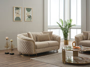 Victoria 3-pieces (Sofa & Loveseat & Chair) Livingroom Set Cream in Cream - 101-VIC-GIR03-321