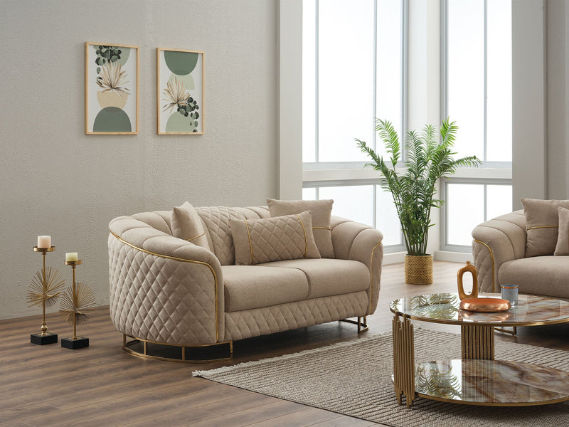 Victoria 3-pieces (Sofa & Loveseat & Chair) Livingroom Set Cream in Cream - 101-VIC-GIR03-321