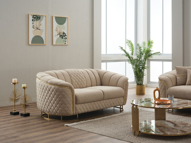 Victoria 3-pieces (Sofa & Loveseat & Chair) Livingroom Set Cream in Cream - 101-VIC-GIR03-321
