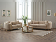 Victoria 3-pieces (Sofa & Loveseat & Chair) Livingroom Set Cream in Cream - 101-VIC-GIR03-321