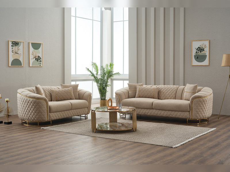 Victoria 3-pieces (Sofa & Loveseat & Chair) Livingroom Set Cream in Cream - 101-VIC-GIR03-321