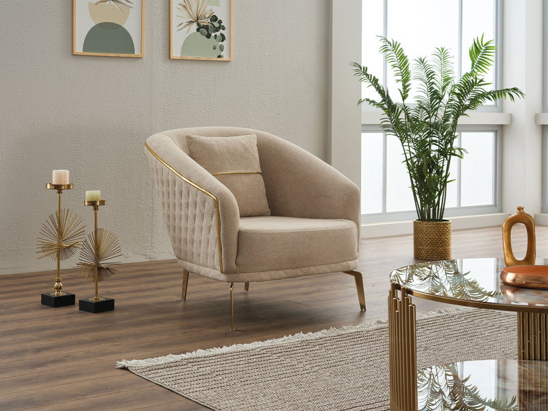 Victoria 3-pieces (Sofa & Loveseat & Chair) Livingroom Set Cream in Cream - 101-VIC-GIR03-321