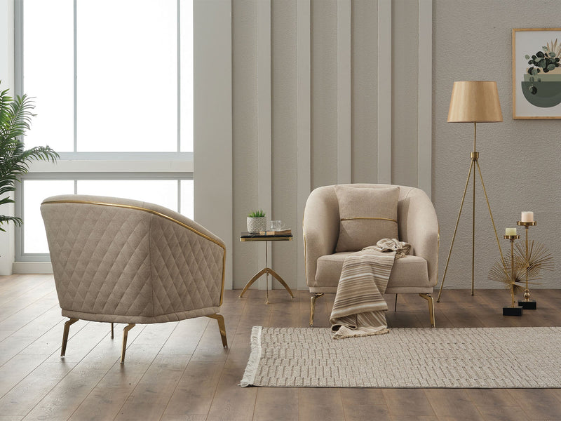 Victoria 3-pieces (Sofa & Loveseat & Chair) Livingroom Set Cream in Cream - 101-VIC-GIR03-321