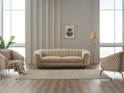 Victoria 3-pieces (Sofa & Loveseat & Chair) Livingroom Set Cream in Cream - 101-VIC-GIR03-321