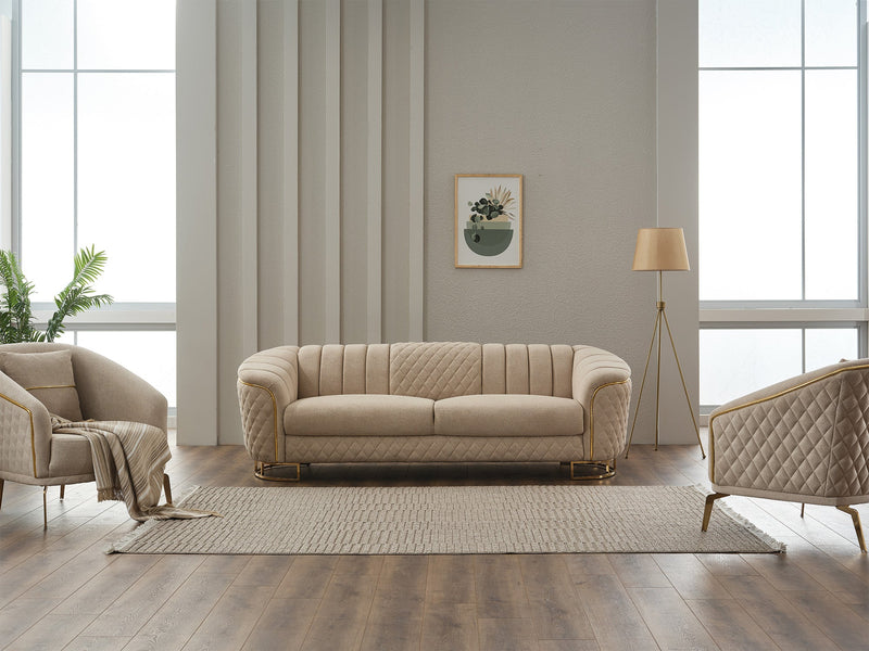 Victoria 3-pieces (Sofa & Loveseat & Chair) Livingroom Set Cream in Cream - 101-VIC-GIR03-321