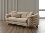 Victoria 3-pieces (Sofa & Loveseat & Chair) Livingroom Set Cream in Cream - 101-VIC-GIR03-321